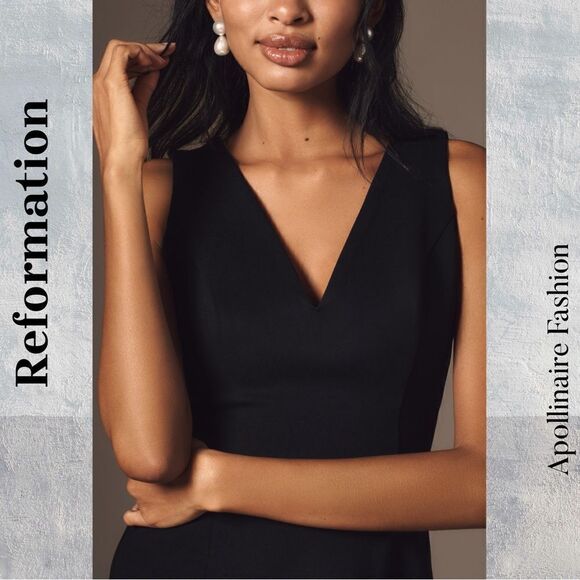 Reformation Mikayla form fitting midi dress in black size small NWT - Picture 3 of 8